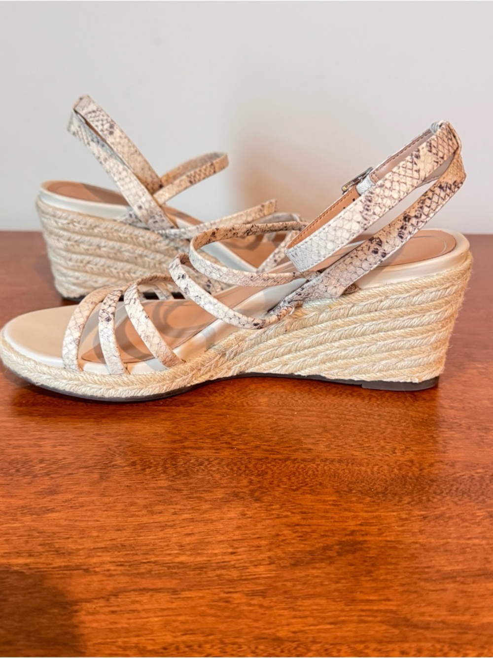 Vionic Ayda Espadrille Wedge Sandals featuring a snake-print design - Picture 5 of 9